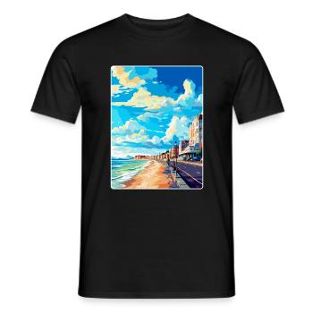 Hove England Uk Vintage Reiseplakat Souvenir WPA - Männer T-Shirt - Schwarz - Vorne - AI Model Male 178 light (178cm)
