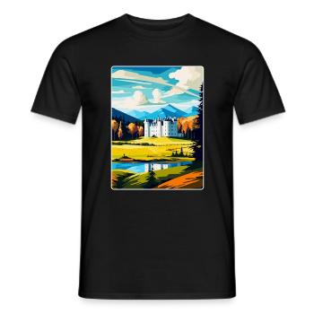 Blair Castle Schottland Uk Vintage Reiseplakat WPA - Männer T-Shirt - Schwarz - Vorne - AI Model Male 178 light (178cm)