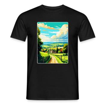 Cotswolds Angleterre Royaume-Uni Affiche de voyage vintage WPA Art - T-shirt homme - noir - Devant - AI Model Male 178 light (178cm)