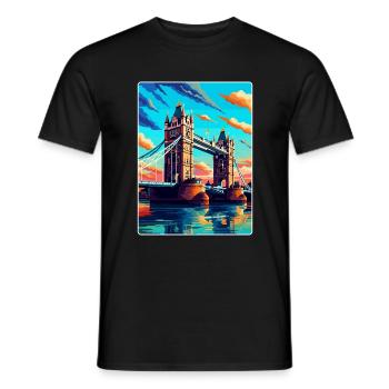 Tower Bridge England Uk Vintage Reiseposter WPA - Männer T-Shirt - Schwarz - Vorne - AI Model Male 178 light (178cm)