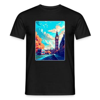 London England Uk Vintage Travel Poster Souvenir - Men's T-Shirt - black - Front - AI Model Male 178 light (178cm)