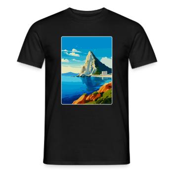 Rock Of Gibraltar Vintage Travel Poster Souvenir - Men's T-Shirt - black - Front - AI Model Male 178 light (178cm)