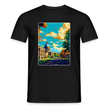 Greenwich London England Uk Vintage Travel Poster - Men's T-Shirt - black - Front - AI Model Male 178 light (178cm)