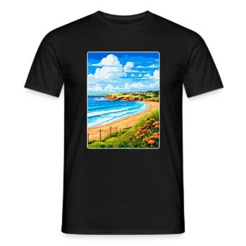 Carbis Bay Cornwall England Uk Travel Poster WPA - Men's T-Shirt - black - Front - AI Model Male 178 light (178cm)