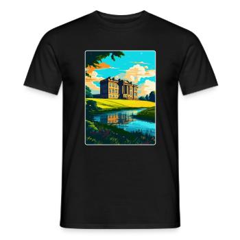 Lyme Park Angleterre Royaume-Uni Affiche de voyage vintage WPA Art - T-shirt homme - noir - Devant - AI Model Male 178 light (178cm)