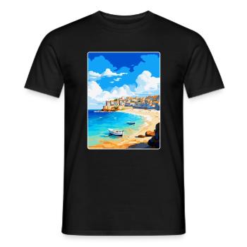 St Ives Cornwall England Uk Vintage Travel Poster - Men's T-Shirt - black - Front - AI Model Male 178 light (178cm)