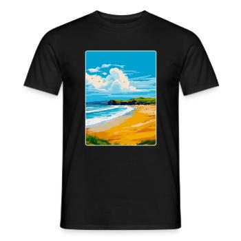 Whitesands Bay Pembrokeshire Küste Reiseplakat - Männer T-Shirt - Schwarz - Vorne - AI Model Male 178 light (178cm)