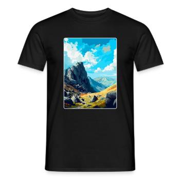 Glyder Fach Pays de Galles Royaume-Uni Affiche de voyage vintage WPA Art - T-shirt homme - noir - Devant - AI Model Male 178 light (178cm)