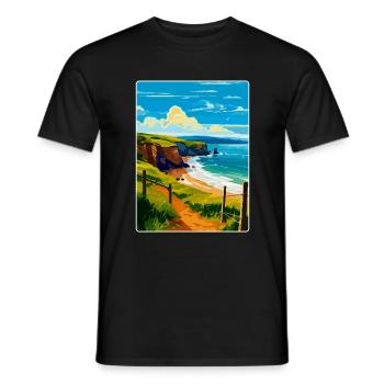 Devon West Country Vintage Reiseposter Souvenir - Männer T-Shirt - Schwarz - Vorne - AI Model Male 178 light (178cm)