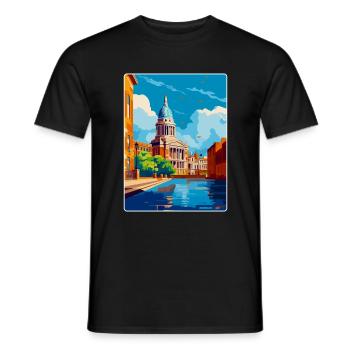 Nottingham Uk Vintage Travel Poster Souvenir WPA - Men's T-Shirt - black - Front - AI Model Male 178 light (178cm)