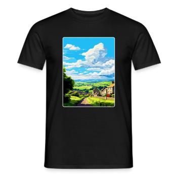 Grassington England Uk Travel Poster Souvenir WPA - Men's T-Shirt - black - Front - AI Model Male 178 light (178cm)