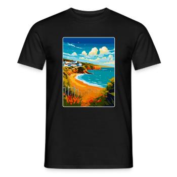 Devon West Country Vintage Travel Poster Souvenir - Men's T-Shirt - black - Front - AI Model Male 178 light (178cm)