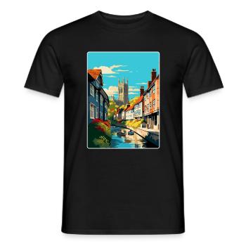 Canterbury England Uk Travel Poster Souvenir WPA - Men's T-Shirt - black - Front - AI Model Male 178 light (178cm)