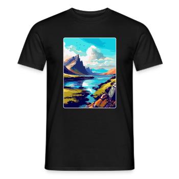 Isle Of Skye Scotland Uk Travel Poster Souvenir - Men's T-Shirt - black - Front - AI Model Male 178 light (178cm)