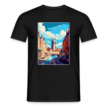 Exeter England Uk Vintage Travel Poster Souvenir - Men's T-Shirt - black - Front - AI Model Male 178 light (178cm)