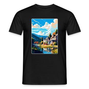 Pitlochry Scotland Uk Travel Poster Souvenir WPA - Men's T-Shirt - black - Front - AI Model Male 178 light (178cm)