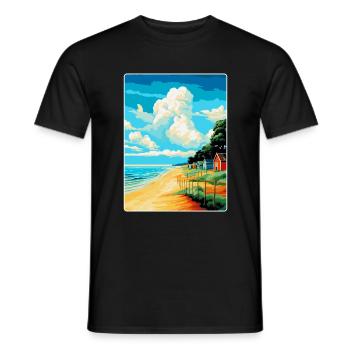 Norfolk Coast Vintage Travel Poster Souvenir WPA - Men's T-Shirt - black - Front - AI Model Male 178 light (178cm)