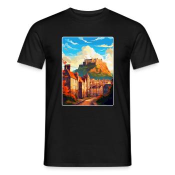 Edinburgh Schottland Großbritannien Reiseposter Souvenir WPA - Männer T-Shirt - Schwarz - Vorne - AI Model Male 178 light (178cm)