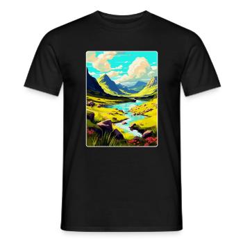 Die Highlands Schottland Großbritannien Reise Poster Souvenir - Männer T-Shirt - Schwarz - Vorne - AI Model Male 178 light (178cm)