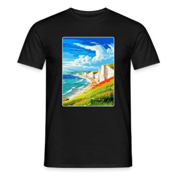 Seven Sisters Sussex Travel Poster Souvenir WPA - Men's T-Shirt - black - Front - AI Model Male 178 light (178cm)