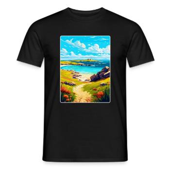 Scilly-Inseln Uk Vintage Reiseposter Souvenir - Männer T-Shirt - Schwarz - Vorne - AI Model Male 178 light (178cm)
