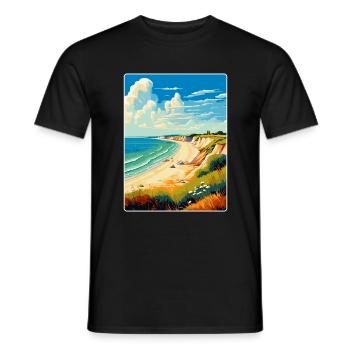 Hengistbury Head Angleterre Royaume-Uni Affiche de voyage souvenir - T-shirt homme - noir - Devant - AI Model Male 178 light (178cm)