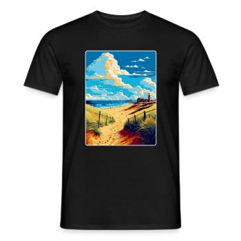 Suffolk Coast Vintage Travel Poster Souvenir WPA - Men's T-Shirt - black - Front - AI Model Male 178 light (178cm)