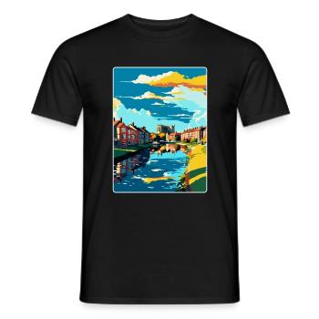 Newark On Trent England Uk Travel Poster Souvenir - Men's T-Shirt - black - Front - AI Model Male 178 light (178cm)