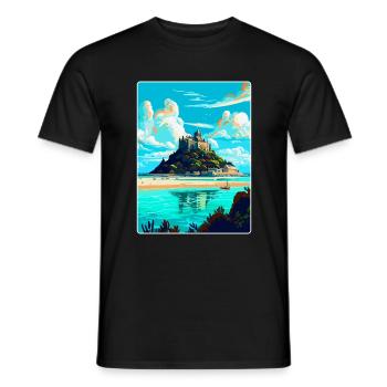 St Michaels Mount England Uk Travel Poster WPA - Men's T-Shirt - black - Front - AI Model Male 178 light (178cm)