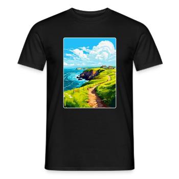 St Davids Head Pays de Galles Royaume-Uni Affiche de voyage Souvenir WPA - T-shirt homme - noir - Devant - AI Model Male 178 light (178cm)