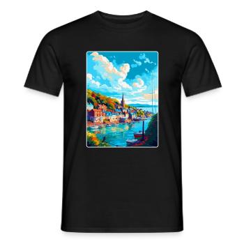 Dartmouth England Uk Travel Poster Souvenir WPA - Men's T-Shirt - black - Front - AI Model Male 178 light (178cm)