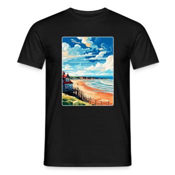 Saltburn By The Sea England Uk Travel Poster WPA - Men's T-Shirt - black - Front - AI Model Male 178 light (178cm)