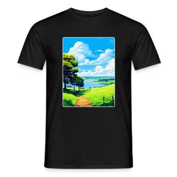 Mount Edgcumbe Country Park Travel Poster Souvenir - Men's T-Shirt - black - Front - AI Model Male 178 light (178cm)