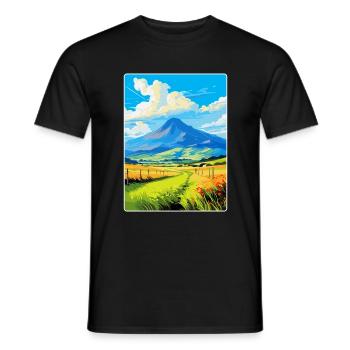 Mourne Mountains Vintage Travel Poster Souvenir - Men's T-Shirt - black - Front - AI Model Male 178 light (178cm)