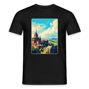 Edinburgh Schottland Großbritannien Reiseposter Souvenir WPA - Männer T-Shirt - Schwarz - Vorne - AI Model Male 178 light (178cm)