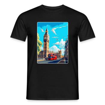 Big Ben London England Uk Travel Poster Souvenir - Men's T-Shirt - black - Front - AI Model Male 178 light (178cm)