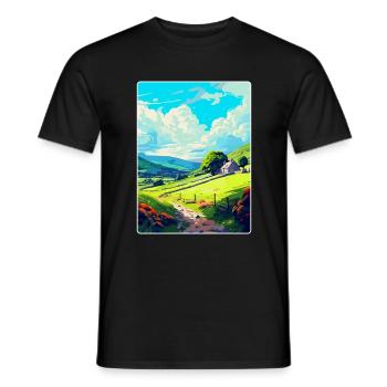 Llanblethian Wales Uk Travel Poster Souvenir WPA - Men's T-Shirt - black - Front - AI Model Male 178 light (178cm)