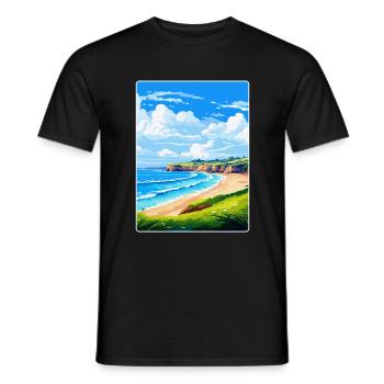 Maenporth Cornwall England Uk Travel Poster WPA - Men's T-Shirt - black - Front - AI Model Male 178 light (178cm)
