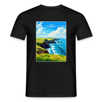 Lizard Peninsula Cornwall England Uk Travel Poster - Men's T-Shirt - black - Front - AI Model Male 178 light (178cm)