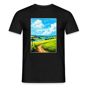 Lerryn Cornwall England Uk Travel Poster Souvenir - Men's T-Shirt - black - Front - AI Model Male 178 light (178cm)