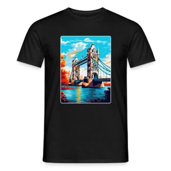 Tower Bridge England Uk Reise Poster Souvenir WPA - Männer T-Shirt - Schwarz - Vorne - AI Model Male 178 light (178cm)