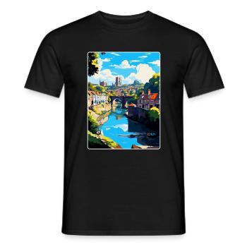 Knaresborough Angleterre Royaume-Uni Affiche de voyage souvenir - T-shirt homme - noir - Devant - AI Model Male 178 light (178cm)