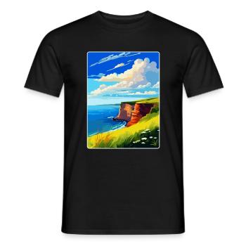 Berry Head Devon Vintage Travel Poster Souvenir - Men's T-Shirt - black - Front - AI Model Male 178 light (178cm)