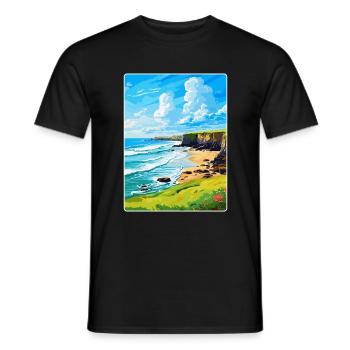 Bude Cornwall England Uk Travel Poster Souvenir - Men's T-Shirt - black - Front - AI Model Male 178 light (178cm)
