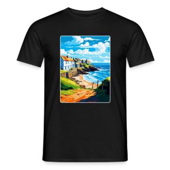 Gorran Haven Angleterre Royaume-Uni Affiche de voyage Souvenir WPA - T-shirt homme - noir - Devant - AI Model Male 178 light (178cm)