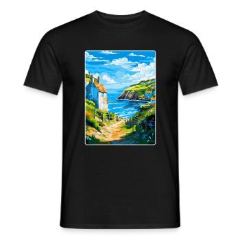 Cadgwith Cornwall England Uk Travel Poster WPA - Men's T-Shirt - black - Front - AI Model Male 178 light (178cm)