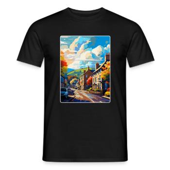 Skipton England Uk Vintage Reiseposter Souvenir - Männer T-Shirt - Schwarz - Vorne - AI Model Male 178 light (178cm)