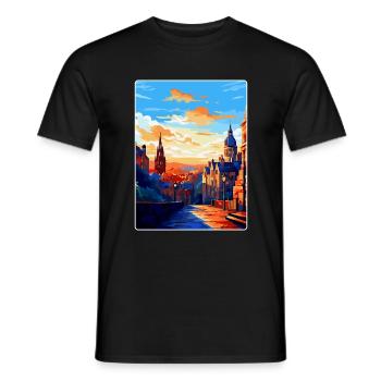 Edinburgh Schottland Großbritannien Reiseposter Souvenir WPA - Männer T-Shirt - Schwarz - Vorne - AI Model Male 178 light (178cm)