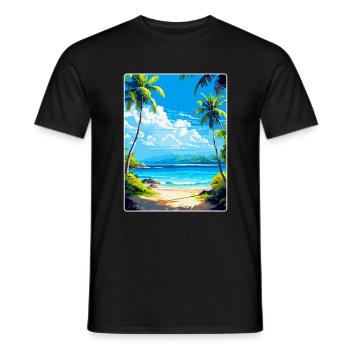 Islands Caribbean Travel Poster Souvenir - Men's T-Shirt - black - Front - AI Model Male 178 light (178cm)