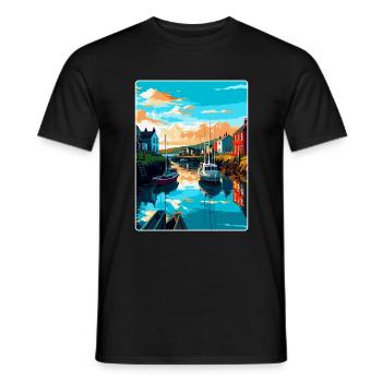 Kingsbridge England Uk Reiseposter Souvenir WPA - Männer T-Shirt - Schwarz - Vorne - AI Model Male 178 light (178cm)